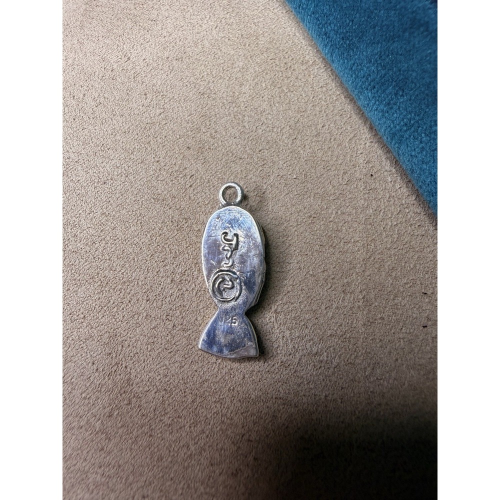 Vintage Jaime Mor Signed 925 Sterling Silver Stylized Fish Pendant - Picture 3 of 3